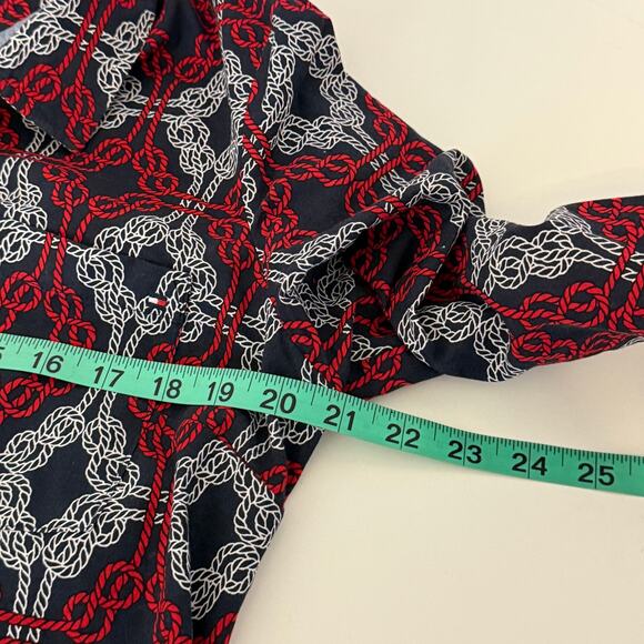 Tommy Hilfiger Abstract Roll Tab Sleeve Cotton Utility Shirt Sz L Preppy Coastal - Picture 8 of 10